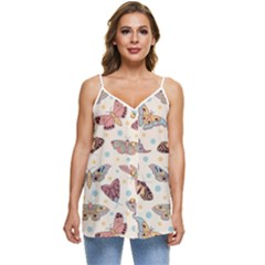 Pattern-with-butterflies-moths Casual Spaghetti Strap Chiffon Top by Ket1n9