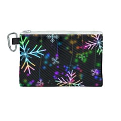 Snowflakes Snow Winter Christmas Canvas Cosmetic Bag (medium) by Grandong