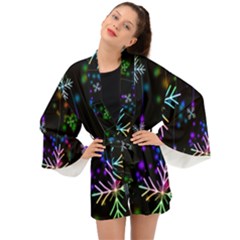 Snowflakes Snow Winter Christmas Long Sleeve Kimono by Grandong