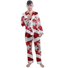 Christmas-background-tile-gifts Men s Long Sleeve Satin Pajamas Set by Grandong