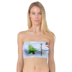 New Year Christmas Snowman Pattern, Bandeau Top by Grandong