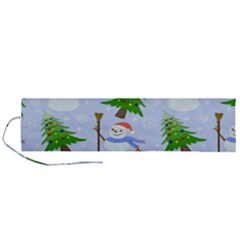 New Year Christmas Snowman Pattern, Roll Up Canvas Pencil Holder (l) by Grandong