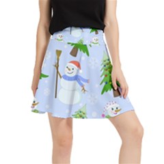 New Year Christmas Snowman Pattern, Waistband Skirt by Grandong