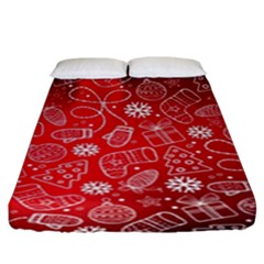 Christmas Pattern Red Fitted Sheet (king Size) by Grandong