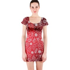 Christmas Pattern Red Short Sleeve Bodycon Dress by Grandong