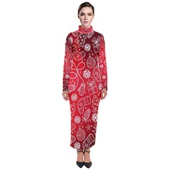 Christmas Pattern Red Turtleneck Maxi Dress by Grandong