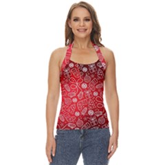 Christmas Pattern Red Basic Halter Top by Grandong