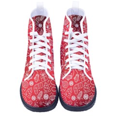 Christmas Pattern Red Women s High-top Canvas Sneakers by Grandong