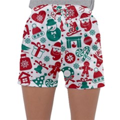 Background Vector Texture Christmas Winter Pattern Seamless Sleepwear Shorts by Grandong