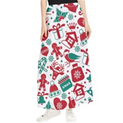 Background Vector Texture Christmas Winter Pattern Seamless Maxi Chiffon Skirt by Grandong