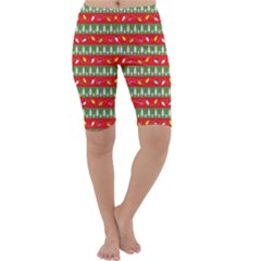 Christmas-papers-red-and-green Cropped Leggings  by Grandong