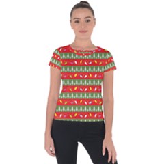 Christmas-papers-red-and-green Short Sleeve Sports Top  by Grandong