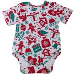 Background Vector Texture Christmas Winter Pattern Seamless Baby Short Sleeve Bodysuit by Grandong