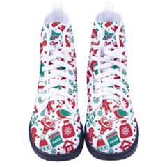 Background Vector Texture Christmas Winter Pattern Seamless Men s High-top Canvas Sneakers by Grandong