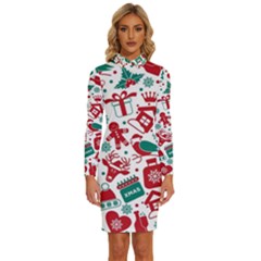 Background Vector Texture Christmas Winter Pattern Seamless Long Sleeve Shirt Collar Bodycon Dress by Grandong