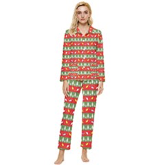 Christmas-papers-red-and-green Womens  Long Sleeve Velvet Pocket Pajamas Set by Grandong