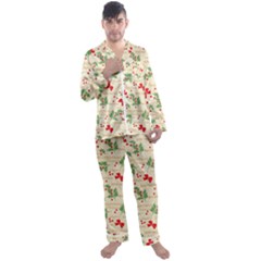 Christmas-paper-scrapbooking-- Men s Long Sleeve Satin Pajamas Set by Grandong