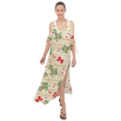 Christmas-paper-scrapbooking-- Maxi Chiffon Cover Up Dress by Grandong