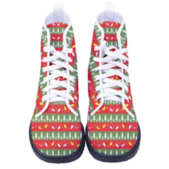 Christmas-papers-red-and-green Women s High-top Canvas Sneakers by Grandong