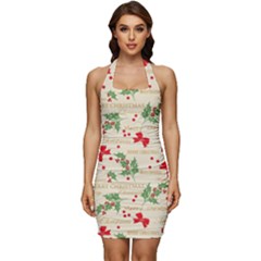 Christmas-paper-scrapbooking-- Sleeveless Wide Square Neckline Ruched Bodycon Dress by Grandong