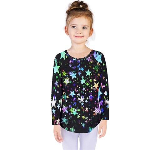 Christmas-star-gloss-lights-light Kids  Long Sleeve T-shirt by Grandong