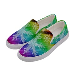 Christmas-snowflake-background Women s Canvas Slip Ons by Grandong
