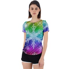 Christmas-snowflake-background Back Cut Out Sport T-shirt