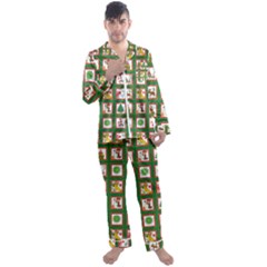 Christmas-paper-christmas-pattern Men s Long Sleeve Satin Pajamas Set by Grandong