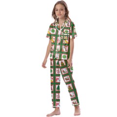 Christmas-paper-christmas-pattern Kids  Satin Short Sleeve Pajamas Set