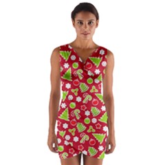 Christmas-paper-scrapbooking-pattern Wrap Front Bodycon Dress by Grandong