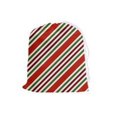 Christmas-color-stripes Drawstring Pouch (Large)