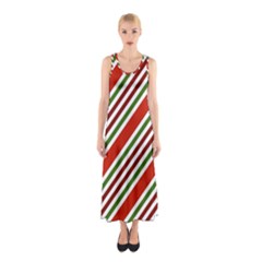 Christmas-color-stripes Sleeveless Maxi Dress