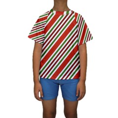 Christmas-color-stripes Kids  Short Sleeve Swimwear