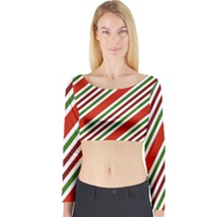 Christmas-color-stripes Long Sleeve Crop Top