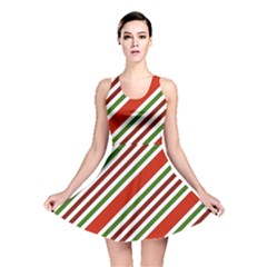 Christmas-color-stripes Reversible Skater Dress