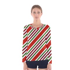 Christmas-color-stripes Women s Long Sleeve T-Shirt