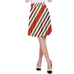 Christmas-color-stripes A-Line Skirt