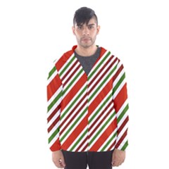 Christmas-color-stripes Men s Hooded Windbreaker