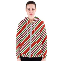 Christmas-color-stripes Women s Zipper Hoodie