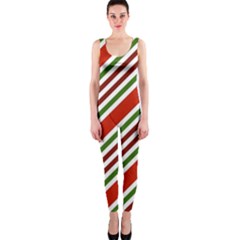 Christmas-color-stripes One Piece Catsuit