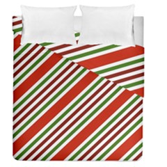 Christmas-color-stripes Duvet Cover Double Side (Queen Size)