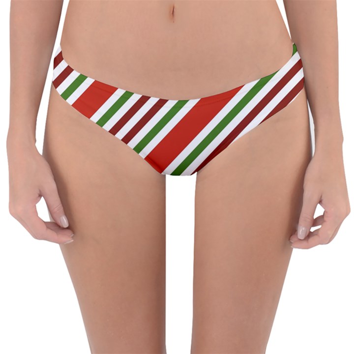 Christmas-color-stripes Reversible Hipster Bikini Bottoms