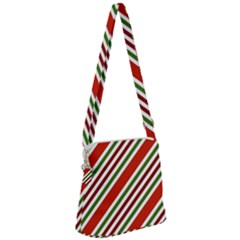 Christmas-color-stripes Zipper Messenger Bag