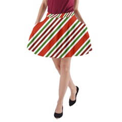 Christmas-color-stripes A-Line Pocket Skirt