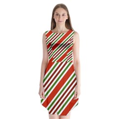 Christmas-color-stripes Sleeveless Chiffon Dress  