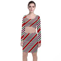 Christmas-color-stripes Top and Skirt Sets