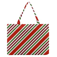 Christmas-color-stripes Zipper Medium Tote Bag