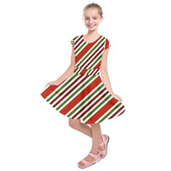 Christmas-color-stripes Kids  Short Sleeve Dress