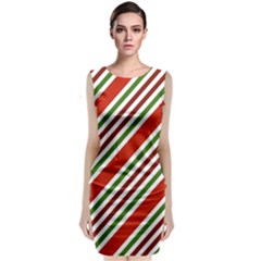 Christmas-color-stripes Sleeveless Velvet Midi Dress