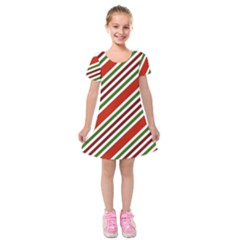 Christmas-color-stripes Kids  Short Sleeve Velvet Dress